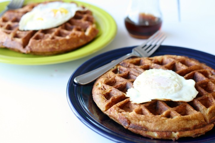Sausage and Cheese Filled Beer Waffles