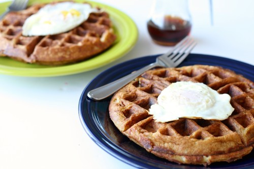 Sausage and Cheese Beer Waffles