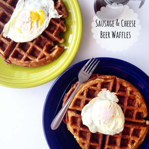 Sausage & Cheese Beer Waffles: A delightfully savory waffle perfect for breakfast or dinner! 