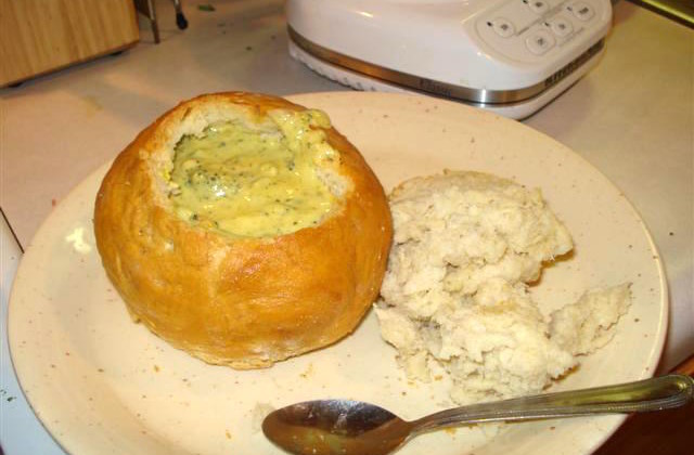 Homemade Sourdough Bread Bowls And Broccoli Cheese Soup