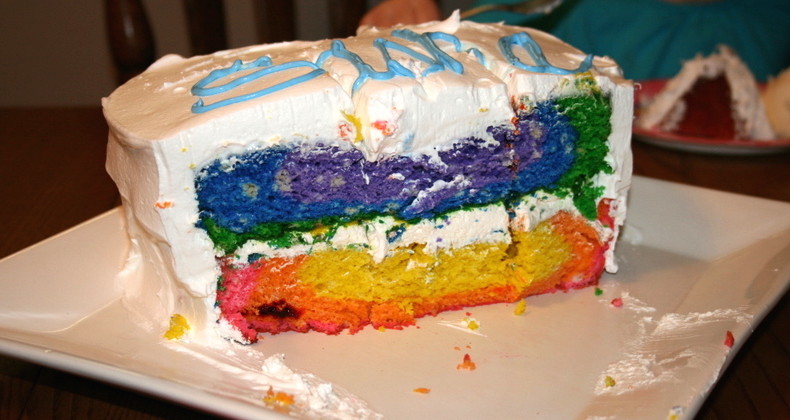 Rainbow cake anniversaire - Cookinov