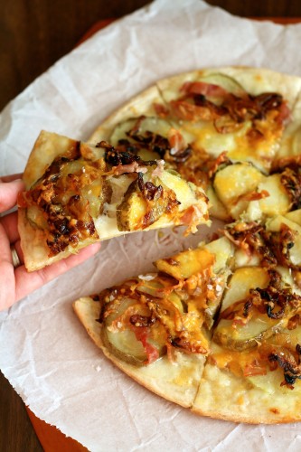 Prosciutto Potato Caramelized Onion Pizza