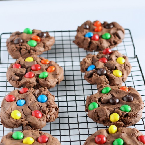 Chocolate Peanut Butter M&M Cookies