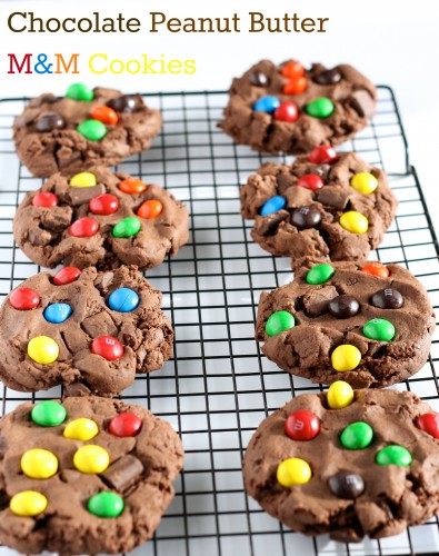 Chocolate Peanut Butter M&M Cookies