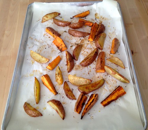 Rosemary Garlic Roasted Sweet Potatoes