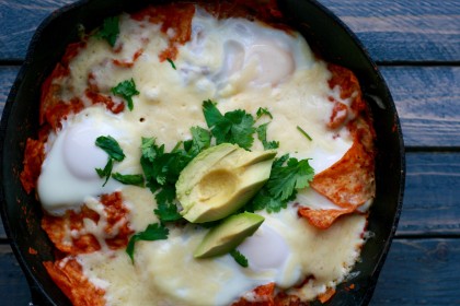Chilaquiles and Eggs --a delicious gluten free breakfast or brunch using leftover tortillas.