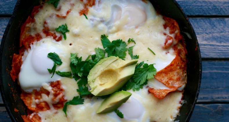 Chilaquiles and Eggs --a delicious gluten free breakfast or brunch using leftover tortillas.